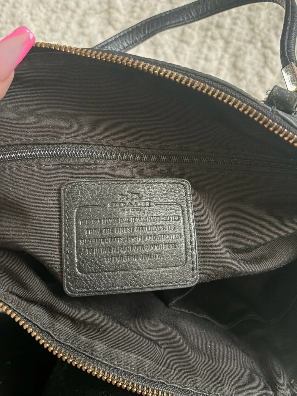 Coach Black Pebbled Leather Shoulder Bag with Gold Hardware